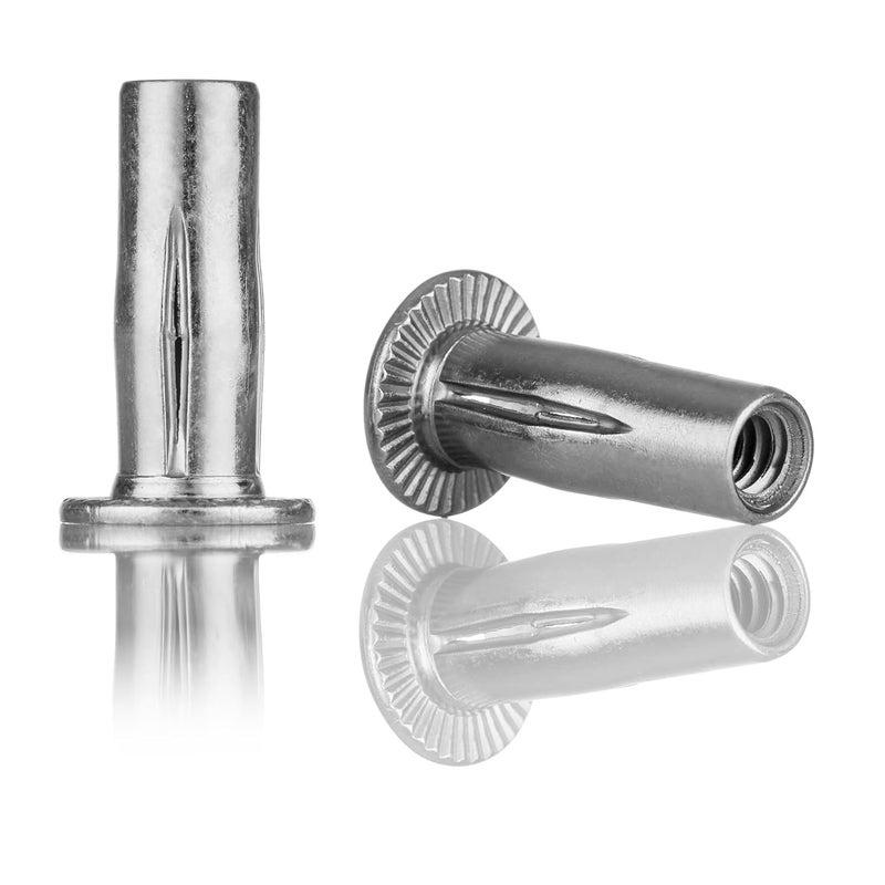EZ-NUTUL Multi-Grip Rivet Nut Installation Tool Set Pre-Bulbed Shank Flat Head Threaded Insert Nut Plus Nuts Assortment Kit Cross Rivnut for Construction Industrial (1/4-20(Plus Nut-10pcs, Stainless)) - Image 1